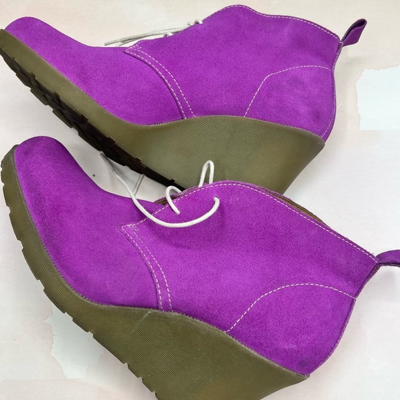 Dr Martens Magenta Suede Wedges - Picture 3 of 7